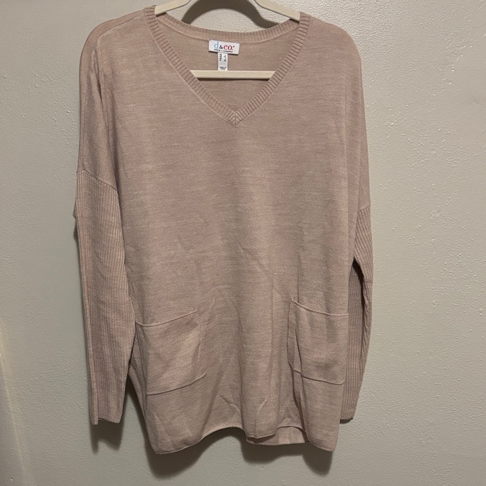 Women's Tan V-Neck Sweater